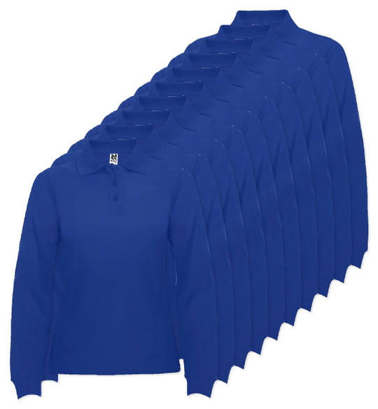 Pack mit 10 Roly Workwear PO6636 - Estrella Woman Tailliertes Langarm Poloshirt