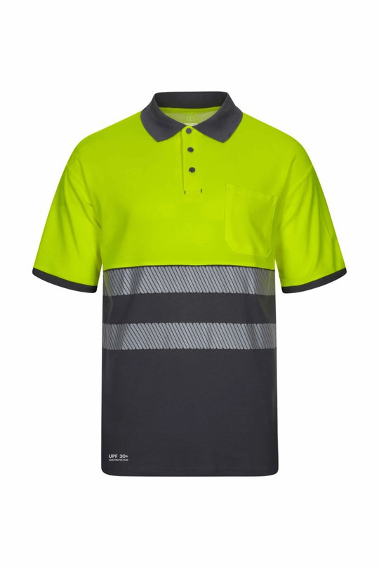 Velilla 305543 - Short-sleeve two-tone cotton polo shirt with segmented tape