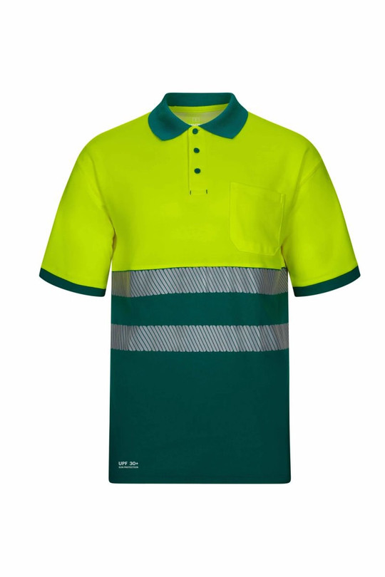 Velilla 305543 - Short-sleeve two-tone cotton polo shirt with segmented tape