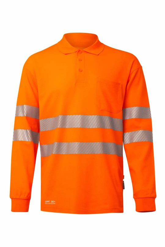 Velilla 305544 - Long-sleeve cotton polo shirt with segmented tape
