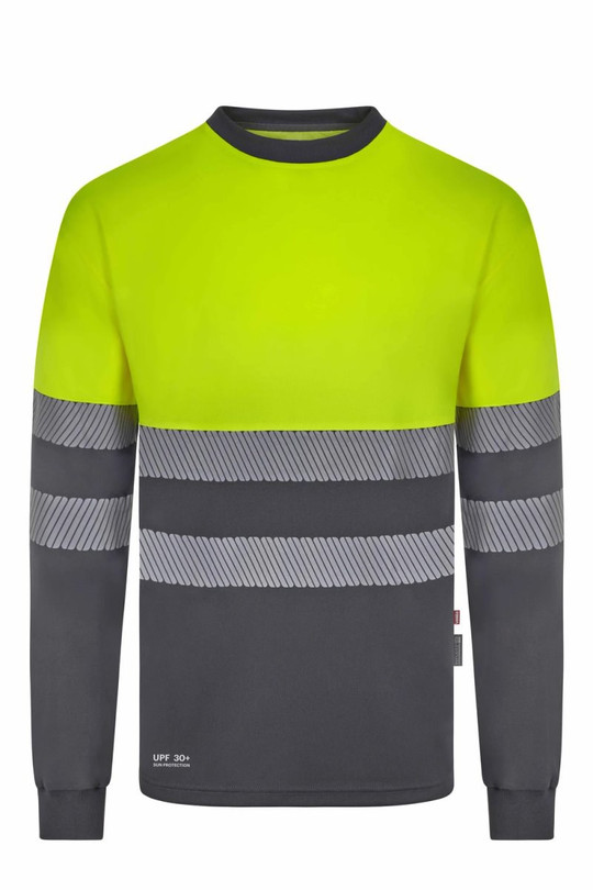 Velilla 305645 - Long-sleeve two-tone cotton T-shirt with segmented tape