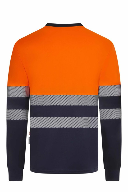 Velilla 305645 - Long-sleeve two-tone cotton T-shirt with segmented tape