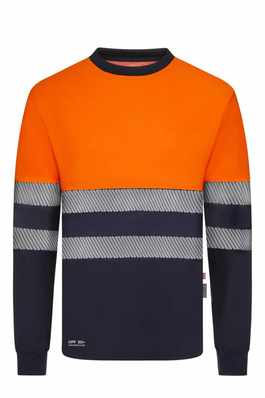 Velilla 305645 - Long-sleeve two-tone cotton T-shirt with segmented tape