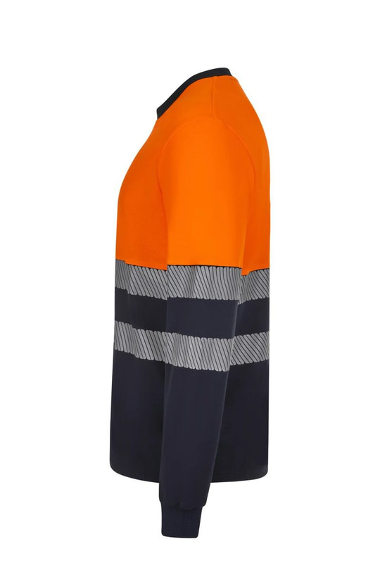 Velilla 305645 - Long-sleeve two-tone cotton T-shirt with segmented tape