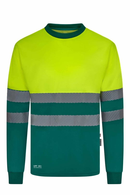 Velilla 305645 - Long-sleeve two-tone cotton T-shirt with segmented tape