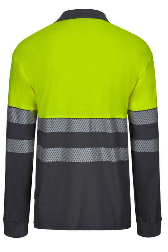 Velilla 305545 - Long-sleeve two-tone cotton polo shirt with segmented tape