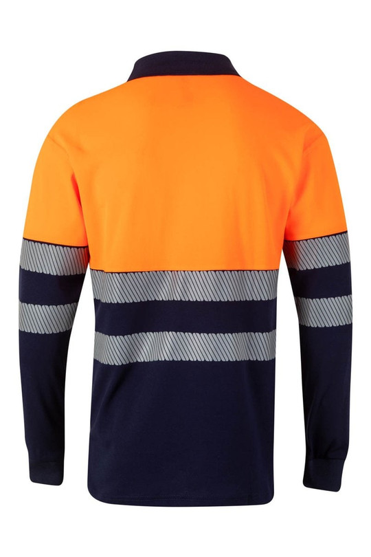 Velilla 305545 - Long-sleeve two-tone cotton polo shirt with segmented tape