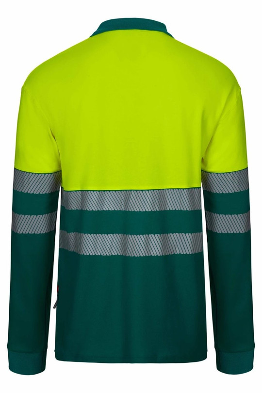 Velilla 305545 - Long-sleeve two-tone cotton polo shirt with segmented tape