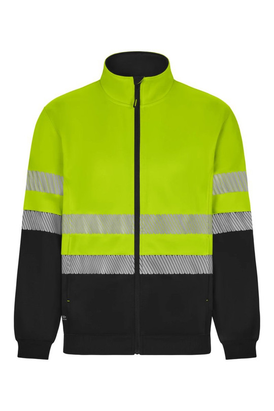 Velilla 305733 - Recycelte zweifarbige Sweatjacke mit durchgehendem Reißverschluss und segmentiertem Streifen