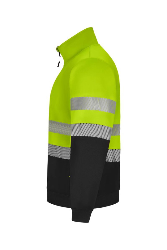 Velilla 305733 - Recycelte zweifarbige Sweatjacke mit durchgehendem Reißverschluss und segmentiertem Streifen