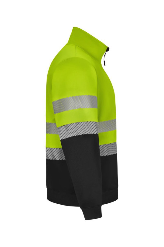 Velilla 305733 - Recycelte zweifarbige Sweatjacke mit durchgehendem Reißverschluss und segmentiertem Streifen