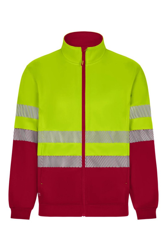Velilla 305733 - Sweat-shirt bicolore à fermeture éclair intégrale en tissu recyclé, avec bandes segmentées