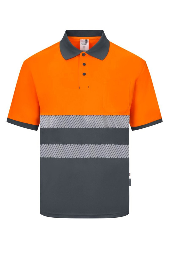 Velilla 305533 - Polo tričko s krátkým rukávem, dvoubarevné, z recyklovaného polyesteru s segmentovanými páskami.