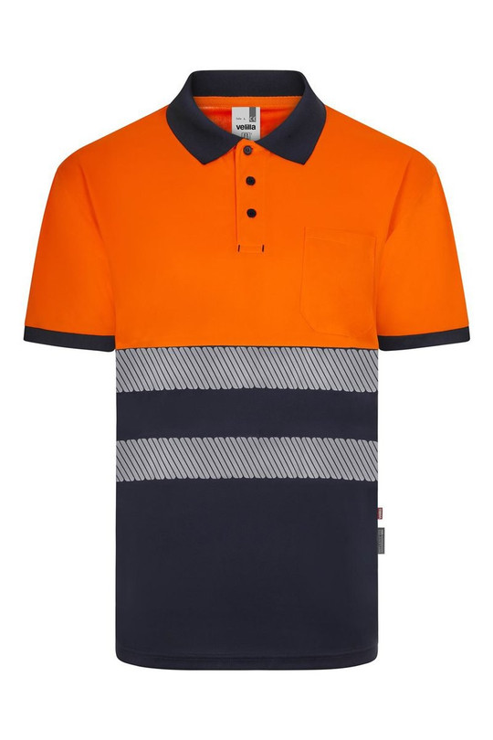 Velilla 305533 - Short sleeve two-tone recycled polyester polo shirt with segmented tape