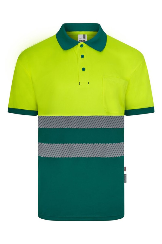 Velilla 305533 - Polo tričko s krátkým rukávem, dvoubarevné, z recyklovaného polyesteru s segmentovanými páskami.