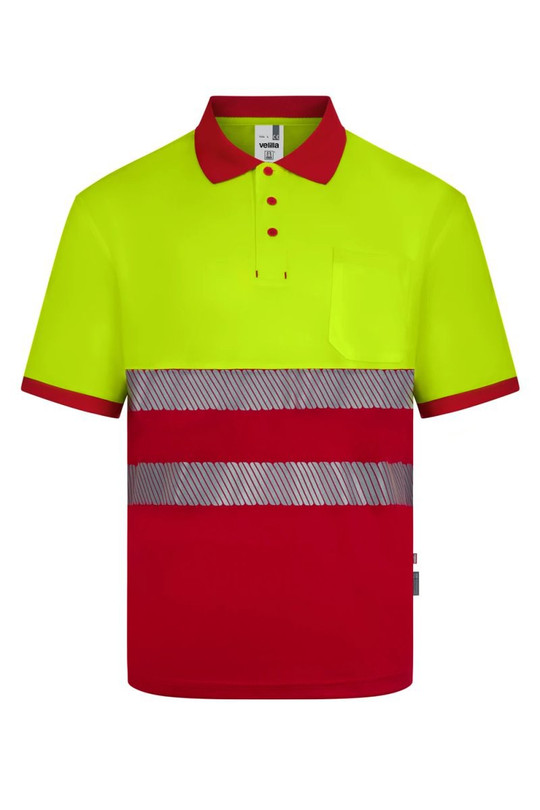 Velilla 305533 - Polo tričko s krátkým rukávem, dvoubarevné, z recyklovaného polyesteru s segmentovanými páskami.