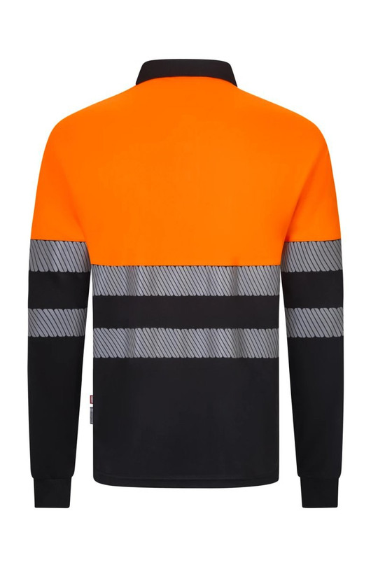 Velilla 305535 - Long sleeve two-tone recycled polyester polo shirt with segmented tape