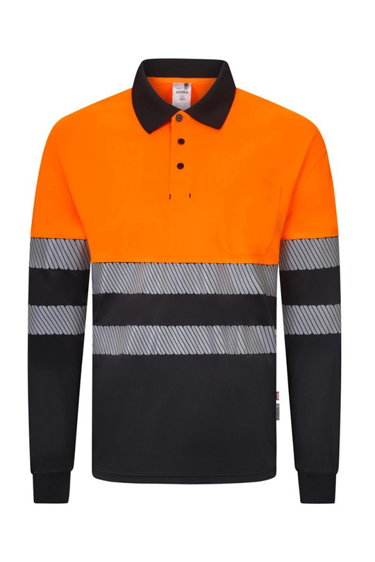 Velilla 305535 - Long sleeve two-tone recycled polyester polo shirt with segmented tape