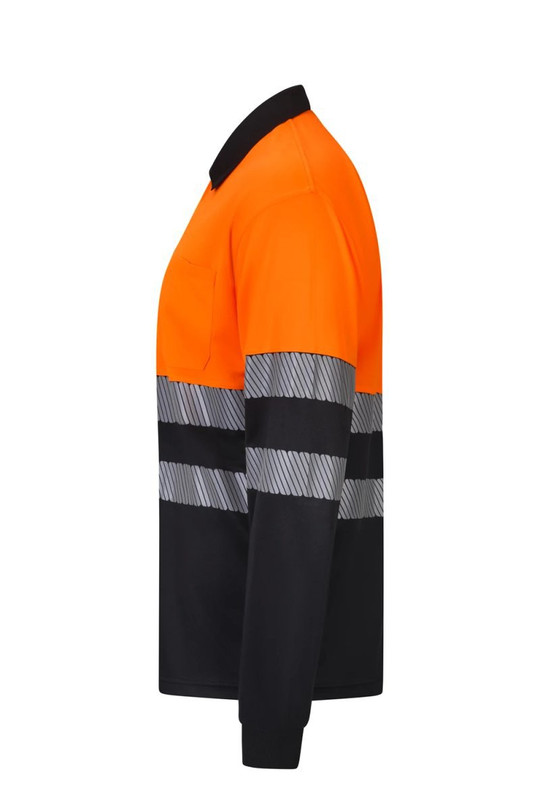Velilla 305535 - Long sleeve two-tone recycled polyester polo shirt with segmented tape