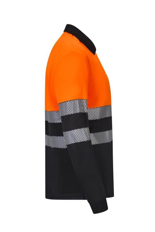 Velilla 305535 - Long sleeve two-tone recycled polyester polo shirt with segmented tape
