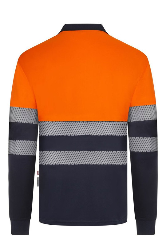 Velilla 305535 - Long sleeve two-tone recycled polyester polo shirt with segmented tape