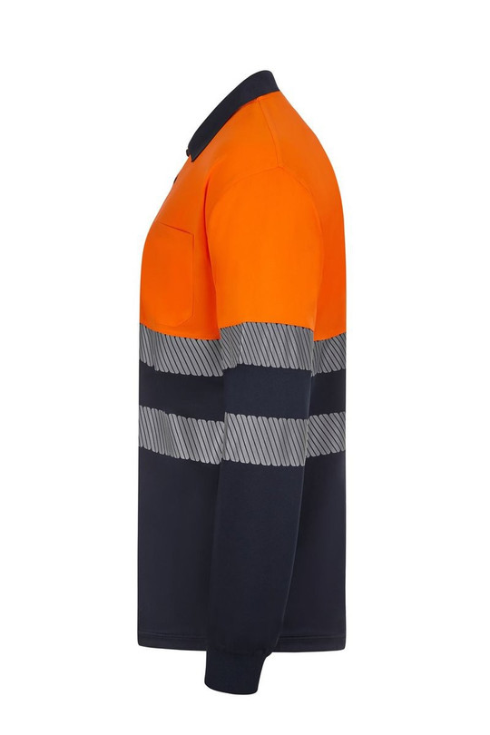 Velilla 305535 - Long sleeve two-tone recycled polyester polo shirt with segmented tape
