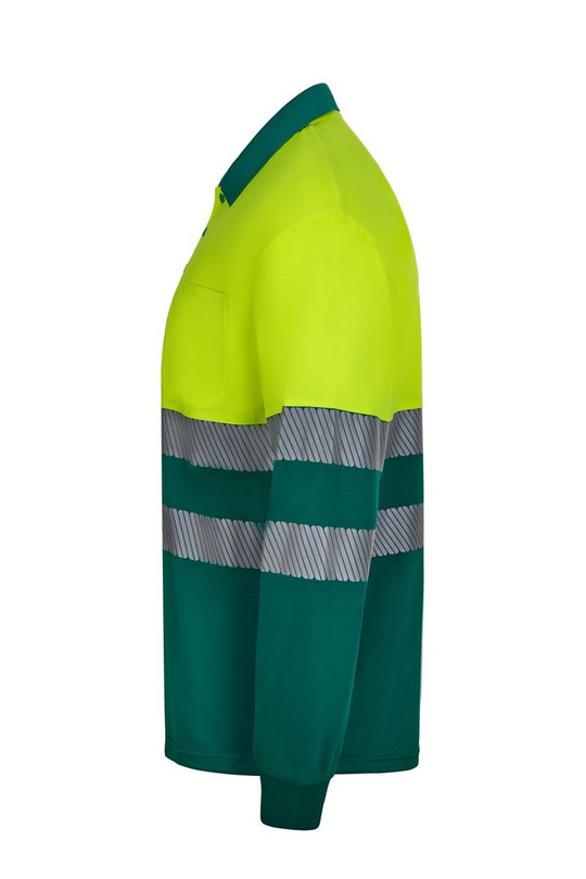 Velilla 305535 - Long sleeve two-tone recycled polyester polo shirt with segmented tape