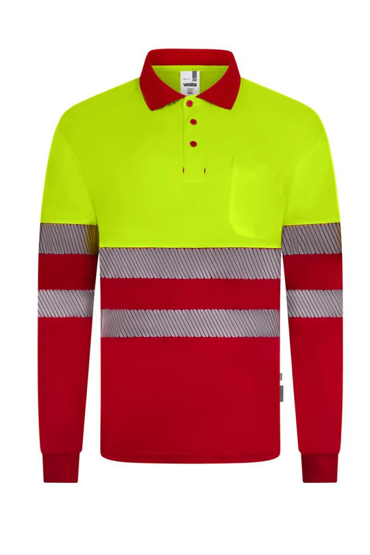 Velilla 305535 - Long sleeve two-tone recycled polyester polo shirt with segmented tape