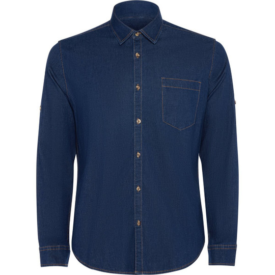 Roly CM6706 - LUJAN Langärmeliges Jeanshemd mit verstellbarer Gürtelschlaufe