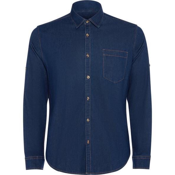 Roly CM6706 - LUJAN Long-sleeved denim shirt with adjustable belt loop