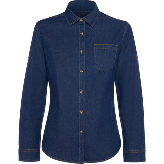 Roly CM6707 - LUJAN WOMAN Women’s long-sleeved denim shirt with adjustable belt loop