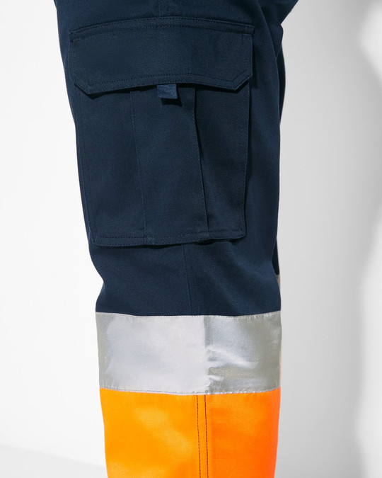 Roly HV9312 - DAILY STRETCH HV Hochsichtbare zweifarbige lange Hosen mit mehreren Taschen