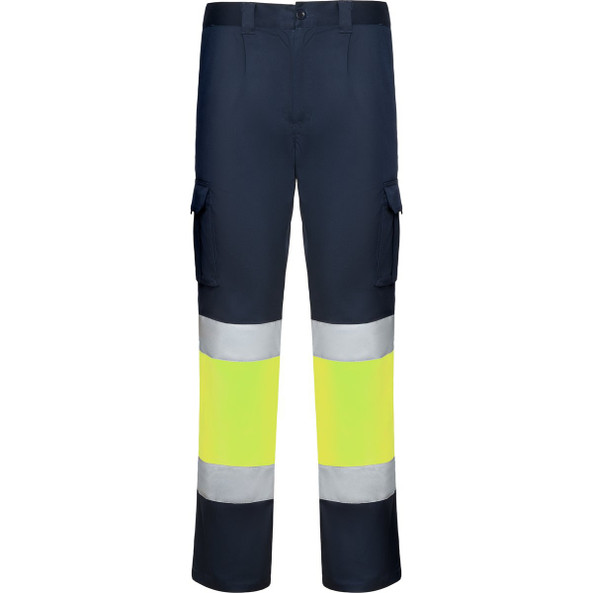 Roly HV9312 - DAILY STRETCH HV Tweekleurige lange broek met hoge zichtbaarheid en meerdere zakken