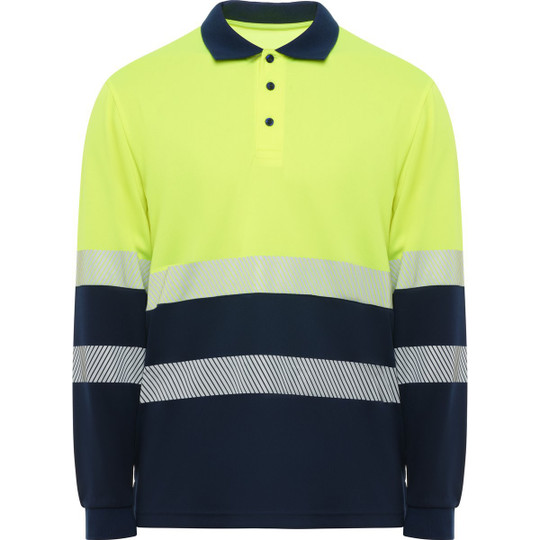 Roly HV9316 - VEGA LS Polo à manches longues bicolore haute visibilité