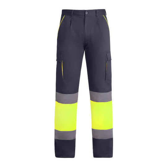 Roly HV9321 - ENIX Tweekleurige lange broek met hoge zichtbaarheid en meerdere zakken