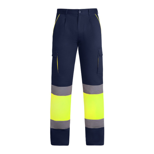 Roly HV9321 - ENIX Tweekleurige lange broek met hoge zichtbaarheid en meerdere zakken