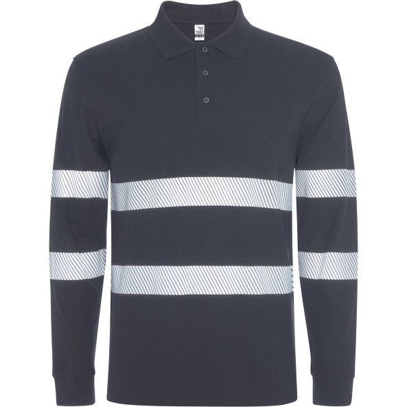 Roly HV9325 - FORAN L/S Enhanced-visibility long-sleeved piqué polo with anti-pilling treatment