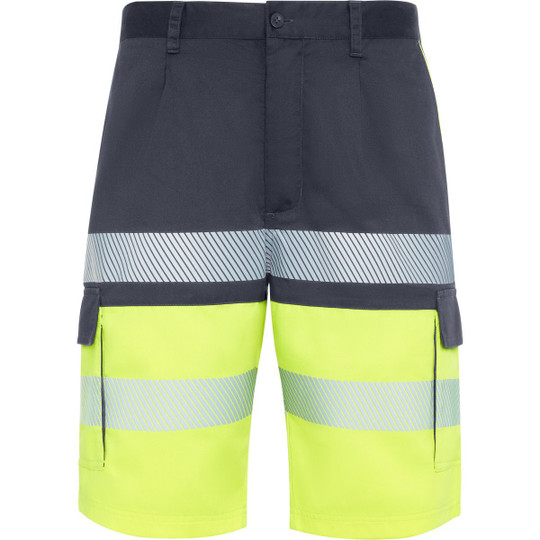 Roly HV9328 - LADA Tweekleurige korte broek met hoge zichtbaarheid en meerdere zakken
