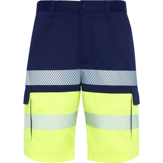 Roly HV9328 - LADA Tweekleurige korte broek met hoge zichtbaarheid en meerdere zakken