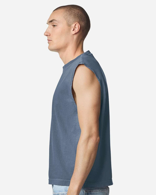 American Apparel 207GD - Camiseta sin mangas unisex de algodón de alto gramaje, teñida en prenda y de largo medio