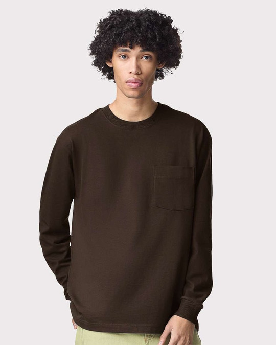 American Apparel 9410 - Camiseta de manga larga con bolsillo para unisex de peso súper pesado