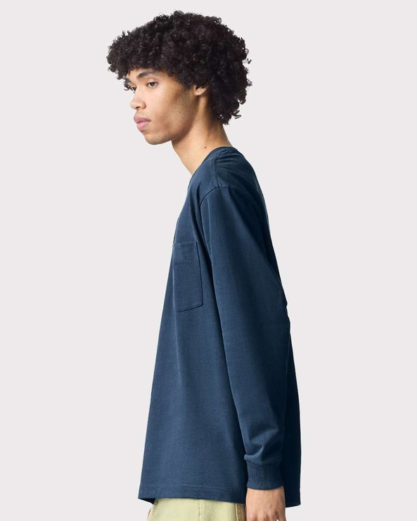 American Apparel 9410 - Camiseta de manga larga con bolsillo para unisex de peso súper pesado