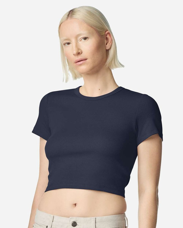 American Apparel BR210 - Camiseta corta de canalé para mujer