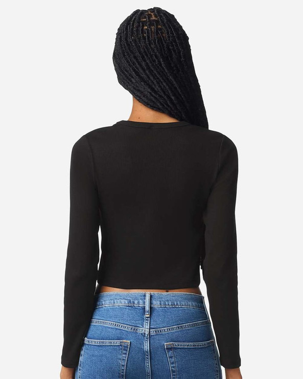 American Apparel BR2107 - Women's Baby Rib Long Sleeve Cropped Tee