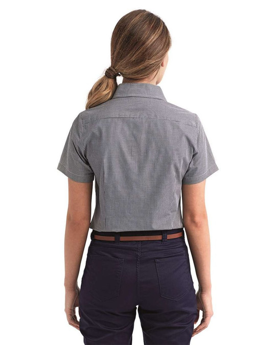 Artisan Collection by Reprime RP321 - Camisa de manga corta de algodón con microcuadros de vichy para mujer