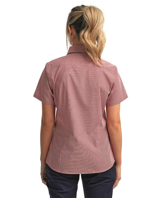 Artisan Collection by Reprime RP321 - Women's Microcheck Gingham Short Sleeve Cotton Dress Shirt