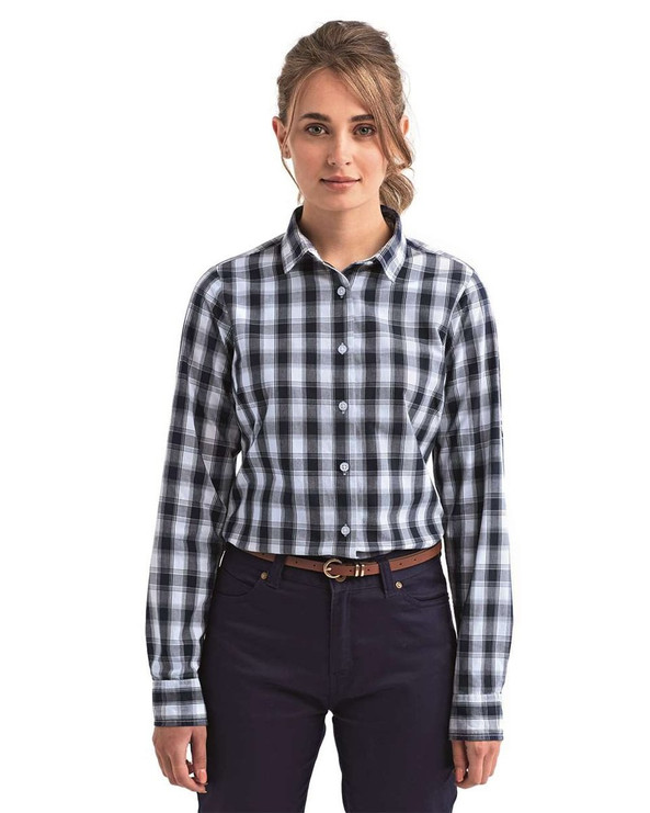 Artisan Collection by Reprime RP350 - Camisa de vestir de algodón a cuadros para mujer Mulligan