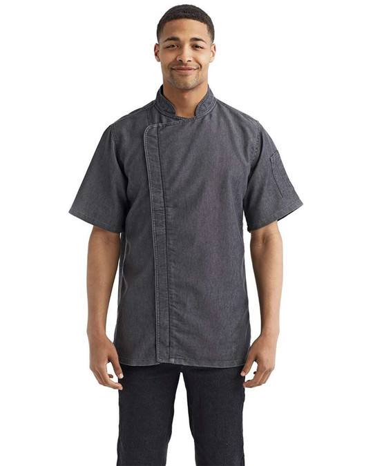 Artisan Collection by Reprime RP906 - Chaqueta de chef unisex de manga corta con cierre de cremallera
