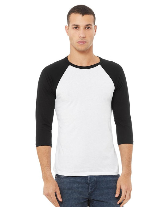 Bella+Canvas 3200 - t-shirt de baseball unisexe avec manches ¾