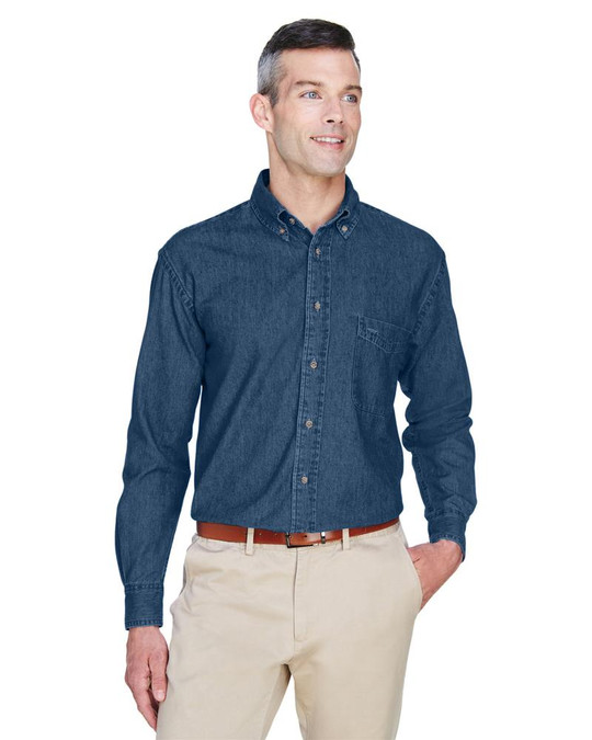Harriton M550 - Chemise en denim à manches longues 6,5 oz.